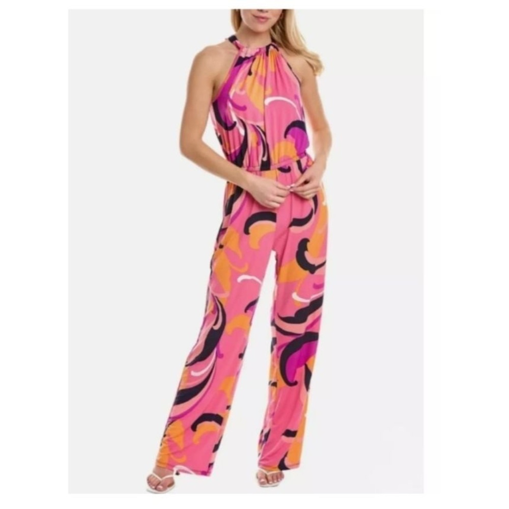NWT Trina Turk Pink Multi Juju Halter Printed‎ Jumpsuit
